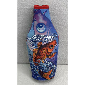 Ed Hardy by Christian Audigier Neoprene Tall Bottle Koozie Cooler Koi Fish Y2K